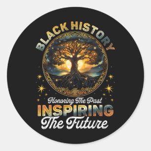 Zwarte geschiedenis die de toekomst van melanine i ronde sticker