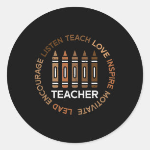 Zwarte Geschiedenis Docent Leer Liefde Afro-Amerik Ronde Sticker