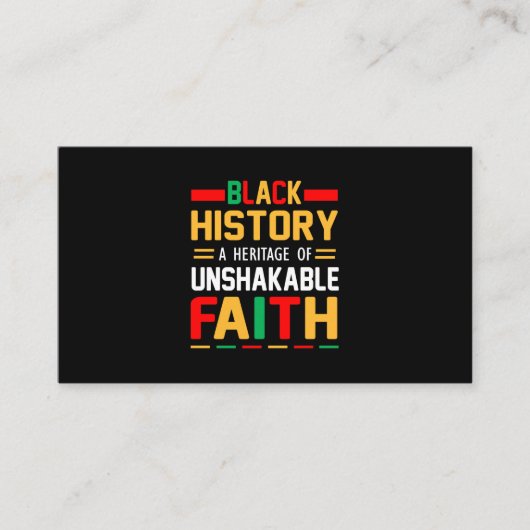 Zwarte geschiedenis een erfgoed van onwankelbare t visitekaartje (Voorkant)
