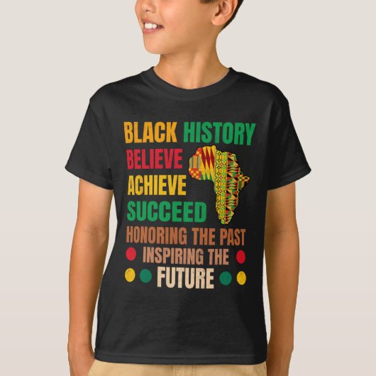 Zwarte Geschiedenis Eert Vergangenheid Inspirerend T-shirt (Voorkant)