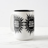 Zwarte geschiedenis helden vieren zwarte geschiede tweekleurige koffiemok (Voorkant links)