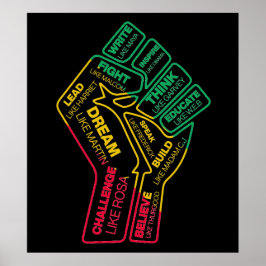 Zwarte geschiedenis held's motivatie vuist poster