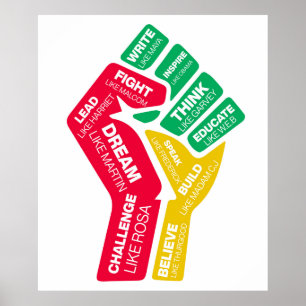 Zwarte geschiedenis held's motivatie vuist poster