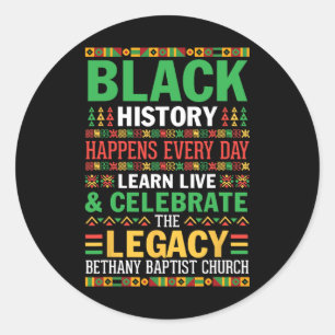 Zwarte geschiedenis komt elke dag voor Leer Live C Ronde Sticker