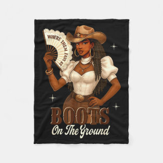 Zwarte Geschiedenis Laarzen Op De Grond Cowgirl We Fleece Deken