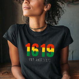 Zwarte Geschiedenis Maand 1619 Afro Vlag T-Shirt