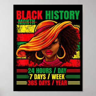 Zwarte geschiedenis maand 24_7_365 afro vrouw trot poster