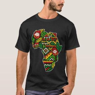 Zwarte Geschiedenis Maand Afrika Kaart Kente Triba T-shirt