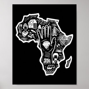 Zwarte Geschiedenis Maand Afrika Kaart Ontwerp Een Poster