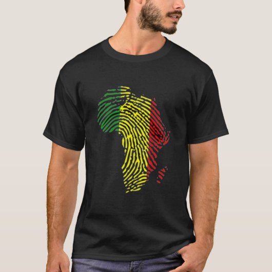 zwarte geschiedenis maand afrika vingerafdruk t-shirt (Voorkant)