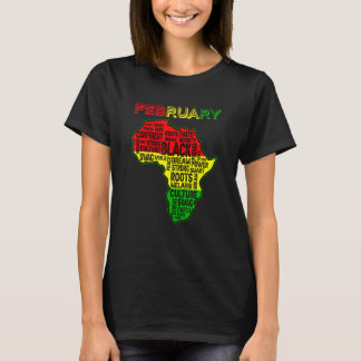 Zwarte geschiedenis Maand Afrikaanse kaart kleuren T-shirt