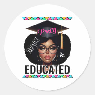 Zwarte geschiedenis maand Afrikaanse vrouw zwart Ronde Sticker