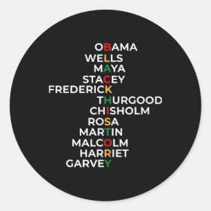 Zwarte Geschiedenis Maand Afro-Amerikaanse Leiders Ronde Sticker