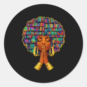 Zwarte Geschiedenis Maand Afro Vrouwen Boekliefheb Ronde Sticker
