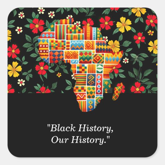 Zwarte Geschiedenis Maand Bloemontwerp Vierkante Sticker (Voorkant)
