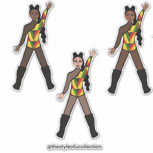 Zwarte Geschiedenis Maand Drie Kleuren Dansers Sticker (Voorkant)