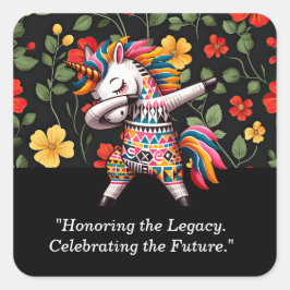 Zwarte geschiedenis maand Eenhoorn ontwerp | Vierkante Sticker