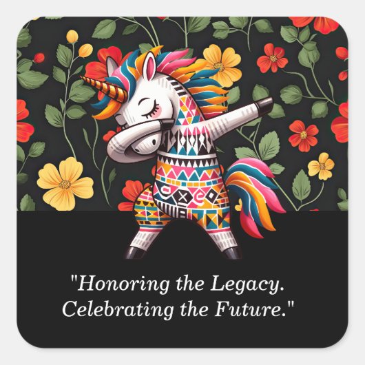 Zwarte geschiedenis maand Eenhoorn ontwerp | Vierkante Sticker (Voorkant)