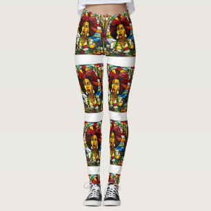 Zwarte geschiedenis maand gebrandschilderd glas Ch Leggings