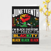 Zwarte Geschiedenis Maand Juneteenth Blackity  Kaart (Gele Bloem)