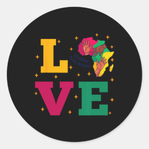 Zwarte Geschiedenis Maand Liefde Afrikaanse Kaart Ronde Sticker