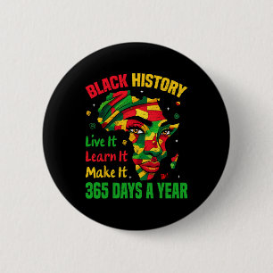 Zwarte Geschiedenis Maand Live Het Leer Het Maak H Ronde Button 5,7 Cm