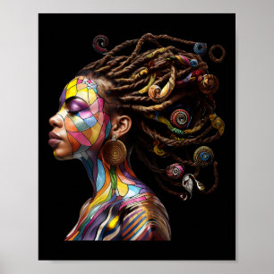 Zwarte Geschiedenis Maand Loc'd Haar Kunst Zwarte Poster