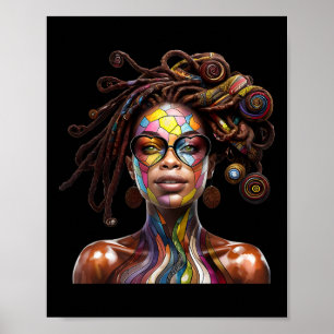 Zwarte Geschiedenis Maand Loc'd Haar Kunst Zwarte Poster