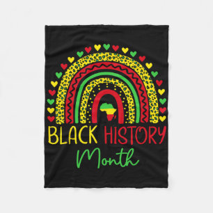 Zwarte Geschiedenis Maand Luipaard Regenboog Afro- Fleece Deken