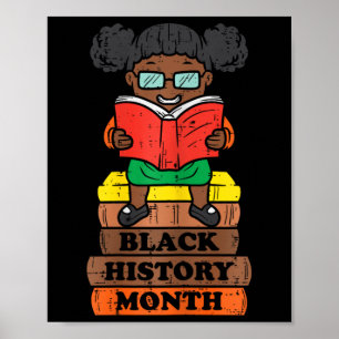 Zwarte geschiedenis maand meisje lezen boek Afrika Poster