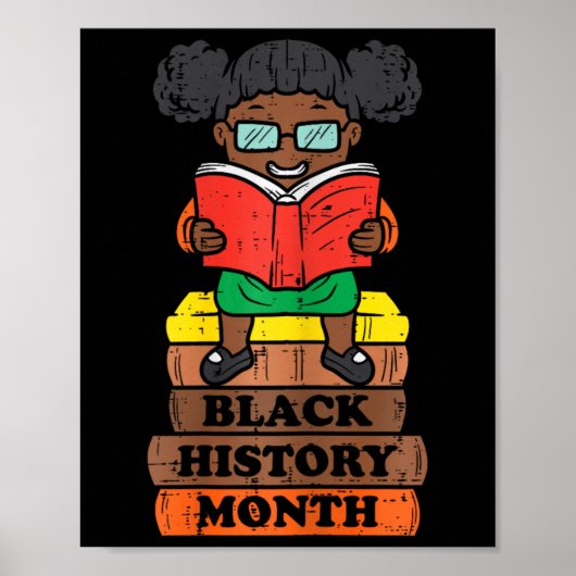 Zwarte geschiedenis maand meisje lezen boek Afrika Poster (Voorkant)