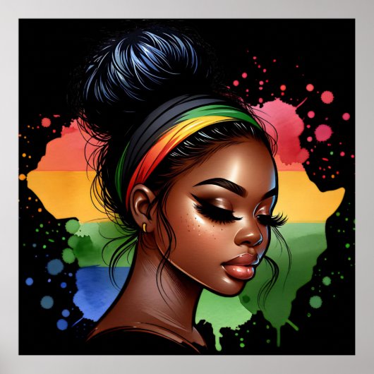 Zwarte Geschiedenis Maand Melanin Mannen Vrouwen K Poster (Voorkant)