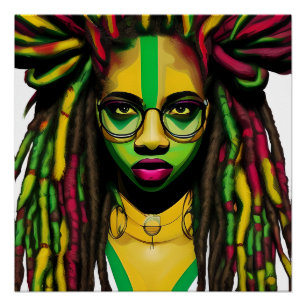 Zwarte geschiedenis Maand Melanin Women Black Girl Perfect Poster