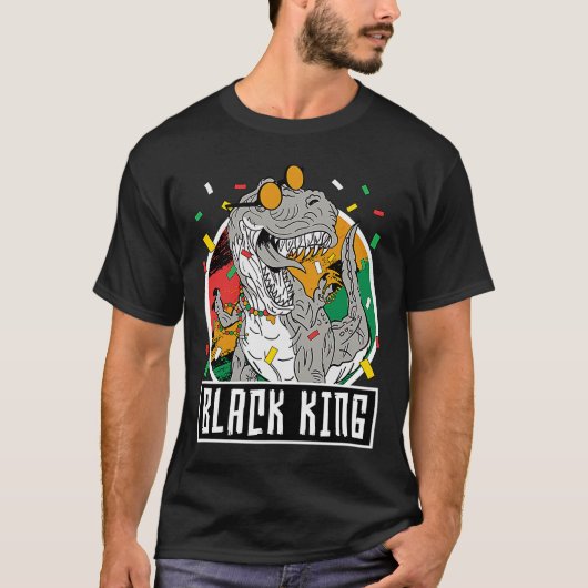 Zwarte Geschiedenis Maand Rex Dinosaur Black King T-shirt (Voorkant)