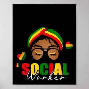 Zwarte Geschiedenis Maand Sociaal Werker Rommelige Poster