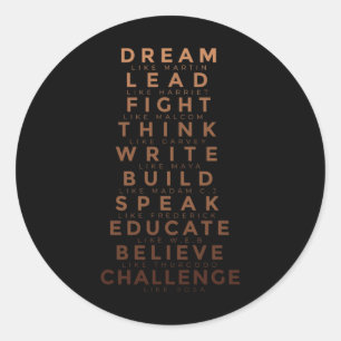 Zwarte geschiedenis Maand T-shirt Dream Net als Ma Ronde Sticker