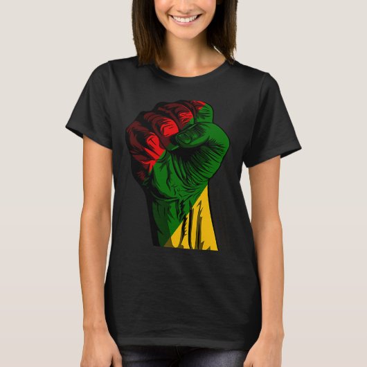 Zwarte Geschiedenis Maand Vuist Black Power Afrika T-shirt (Voorkant)
