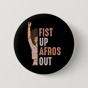 Zwarte Geschiedenis Maand Vuist Omhoog Afros Uit V Ronde Button 5,7 Cm