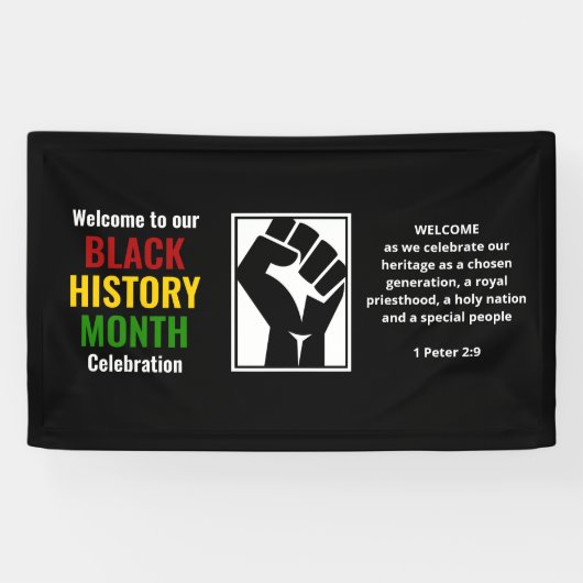 ZWARTE GESCHIEDENIS MAAND Welkom Viering Power Fis Spandoek (Horizontaal)