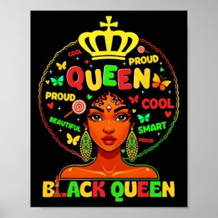 Zwarte Geschiedenis Maand Zwarte Koningin Afro Mel Poster