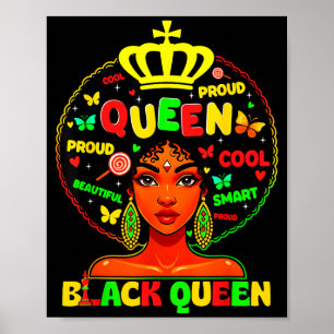 Zwarte Geschiedenis Maand Zwarte Koningin Afro Mel Poster