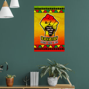 Zwarte Geschiedenis met Afrika Kaart en Vuist op G Poster