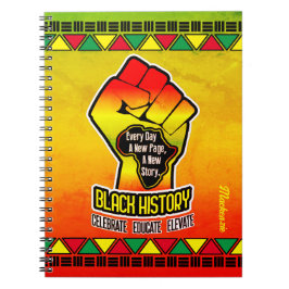 Zwarte geschiedenis met Afrikaanse kaart en vuist  Notitieboek