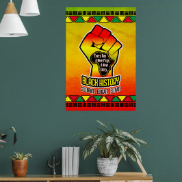 Zwarte geschiedenis met Afrikaanse kaart en vuist  Poster