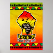 Zwarte geschiedenis met Afrikaanse kaart en vuist Poster (Voorkant)