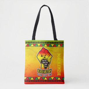 Zwarte geschiedenis met Afrikaanse kaart en vuist Tote Bag