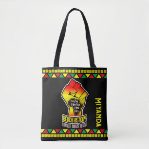 Zwarte geschiedenis met Afrikaanse kaart en vuist Tote Bag