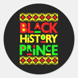 Zwarte Geschiedenis Prins Melanine Jongen Zoon Bru Ronde Sticker