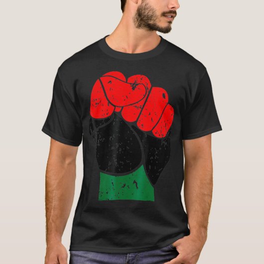 Zwarte geschiedenis Rood Zwart en Groene Pride Fis T-shirt (Voorkant)