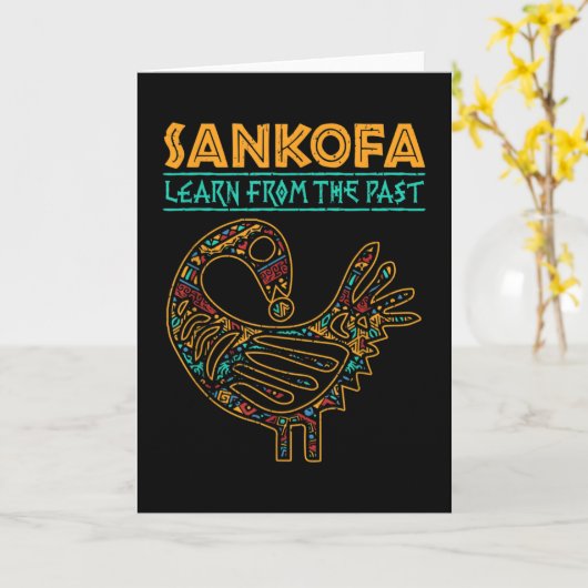 Zwarte Geschiedenis Sankofa African Bird Junenth Kaart (Gele Bloem)